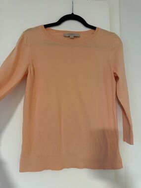 LOFT Light Peach Knit Crewneck Sweater